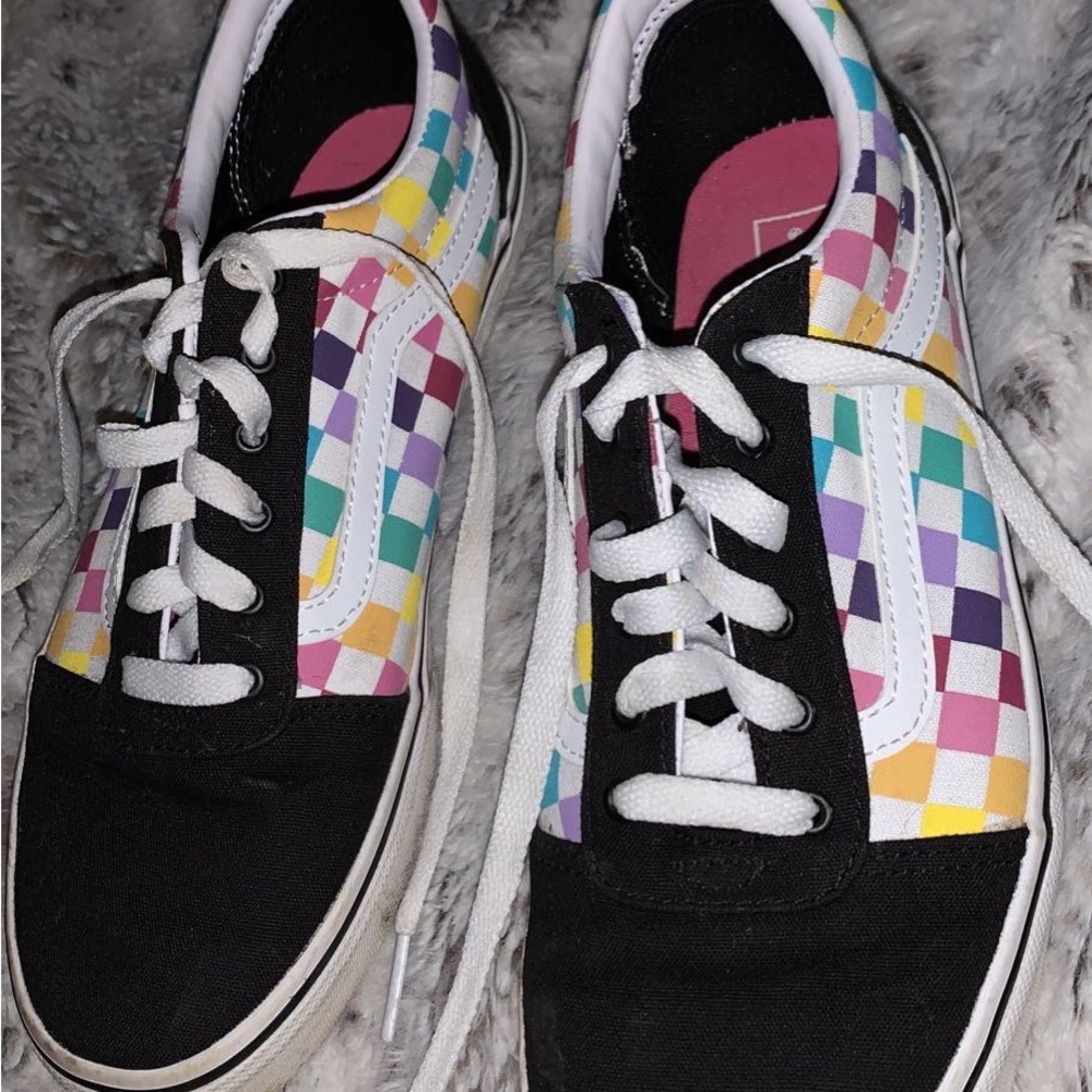 Rainbow checkered vans